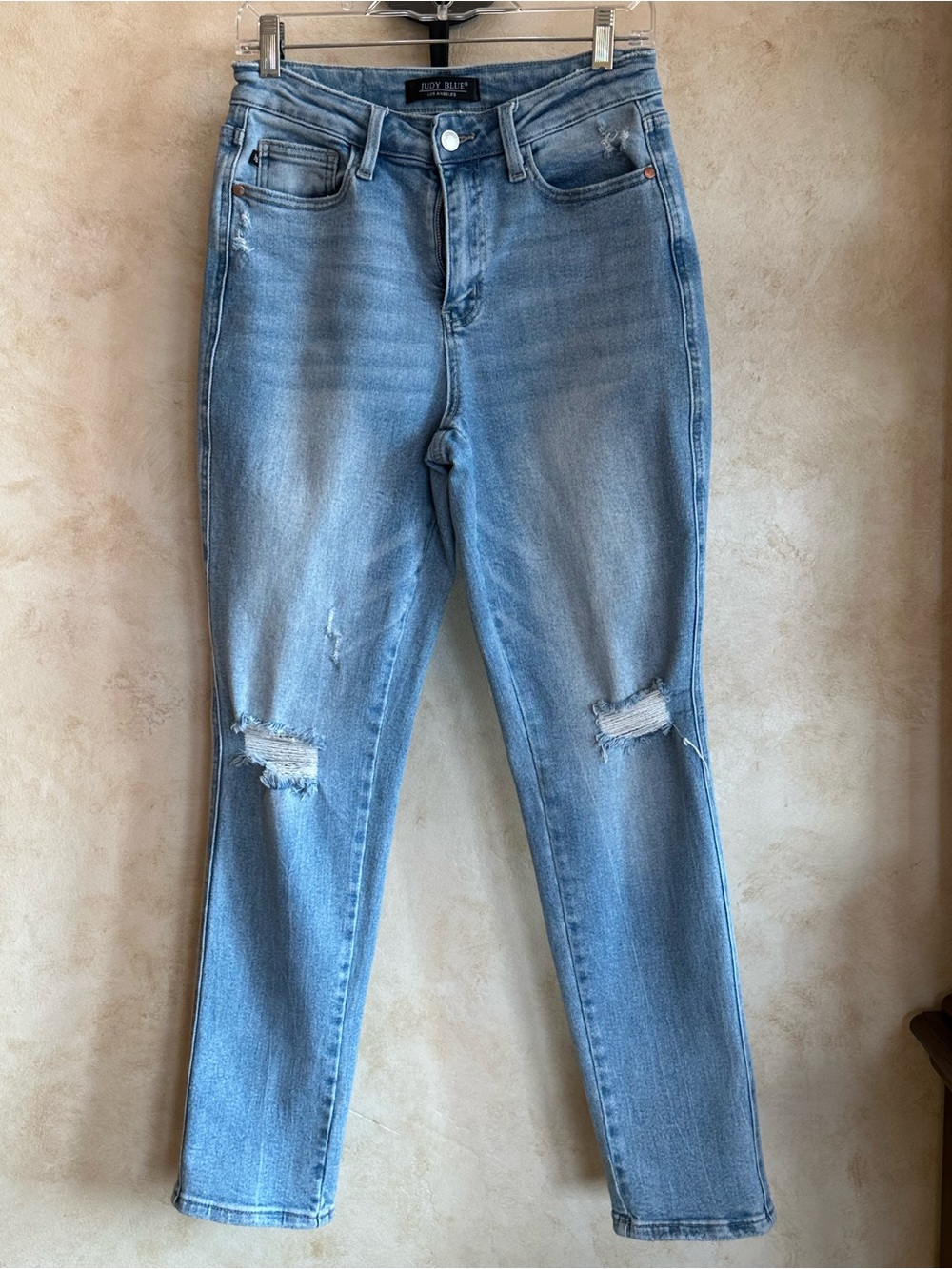Judy Blue Light Blue Skinny Jeans with Star-Print Back Pocket